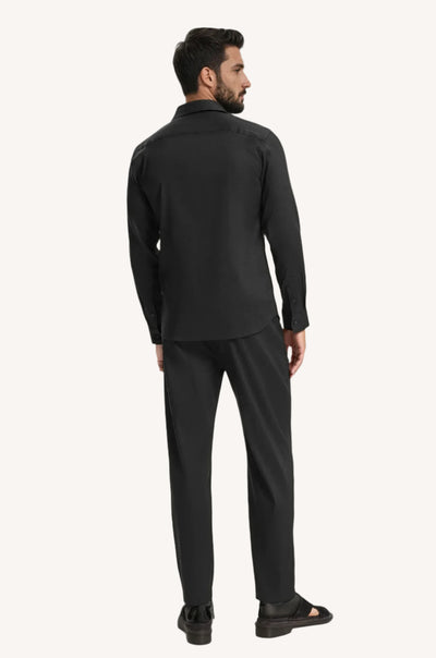 Tailored Linen Trousers - Black