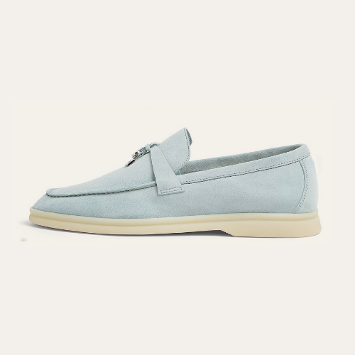 Women Suede Loafers – Sky Blue