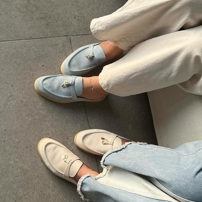 Women Suede Loafers – Sky Blue
